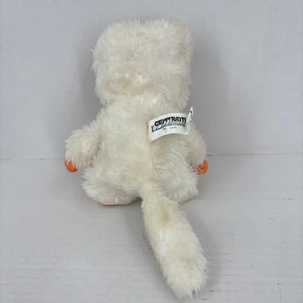 Ceppiratti Kitten Cat Plush Thumb Sucking Plastic Face White Vintage Italy Rare